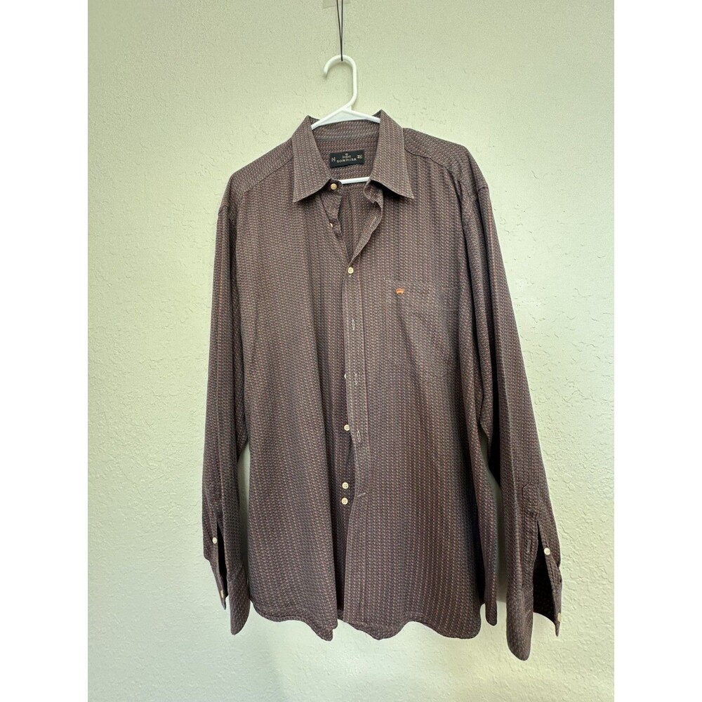 Sonrisa  mens multicolor cotton button up shirt long sleeve Pique 44 17.5